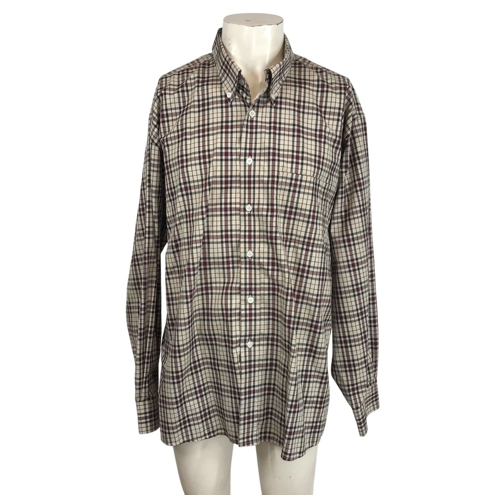 PENDLETON - MEN'S XXL - TAN CHECK LONG SLEEVE BUTTON COLLARED METRO SHIRT